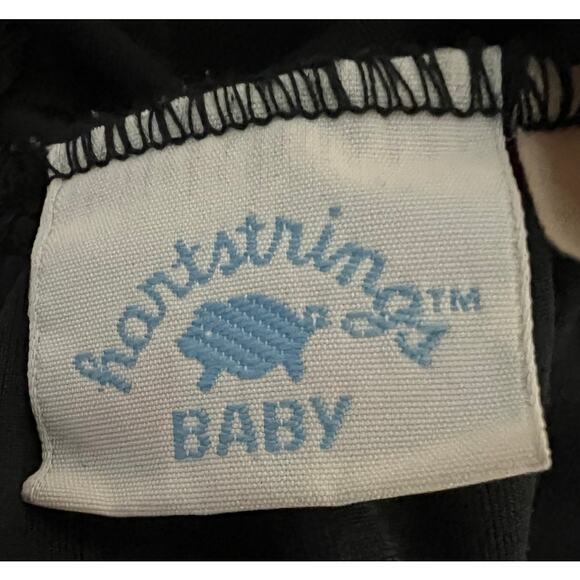 Vintage Hartstrings Baby Girl Black Velour Overalls/Romper Self Tie Size 24M - Picture 7 of 9